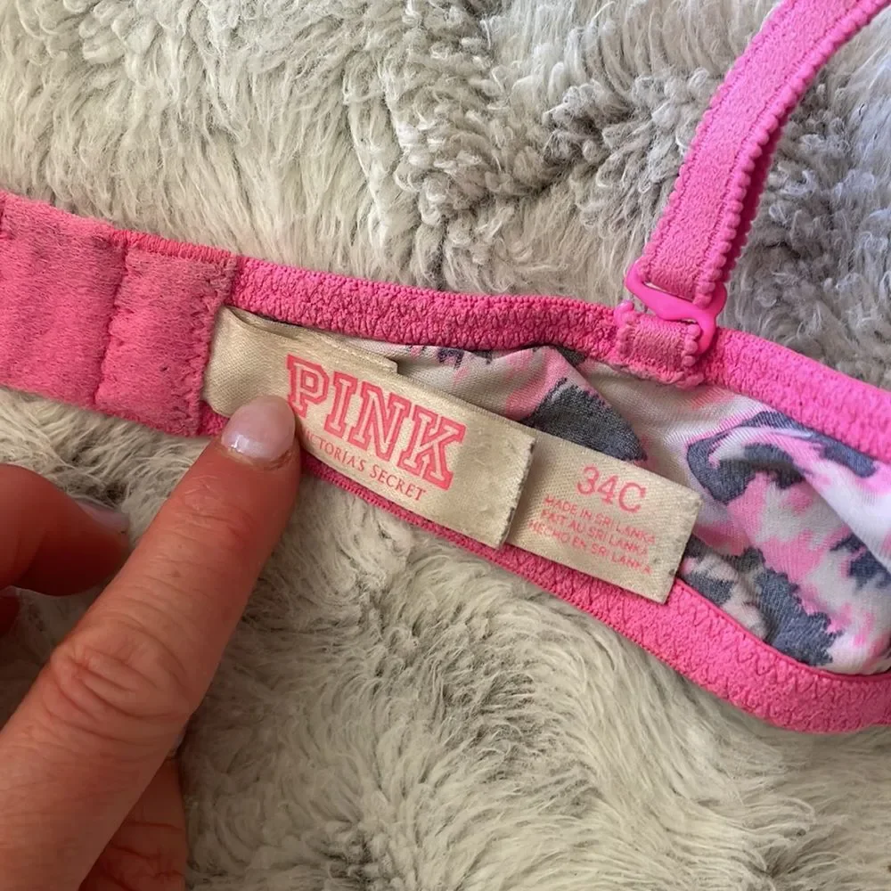 Victoria’s Secret PINK Push-up Bra Hot Pink Leopard Print 34C